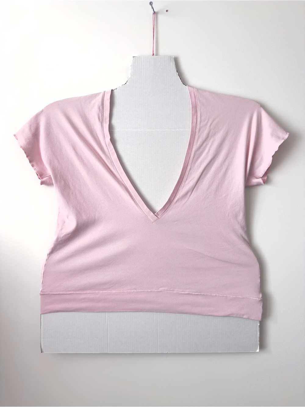 y2k baby pink v neck top